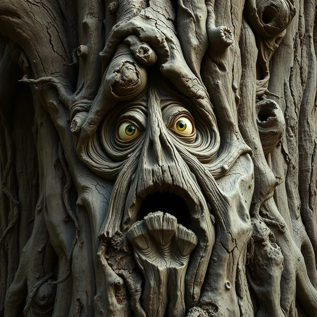 Tree Trunk with Gnarled Surprise