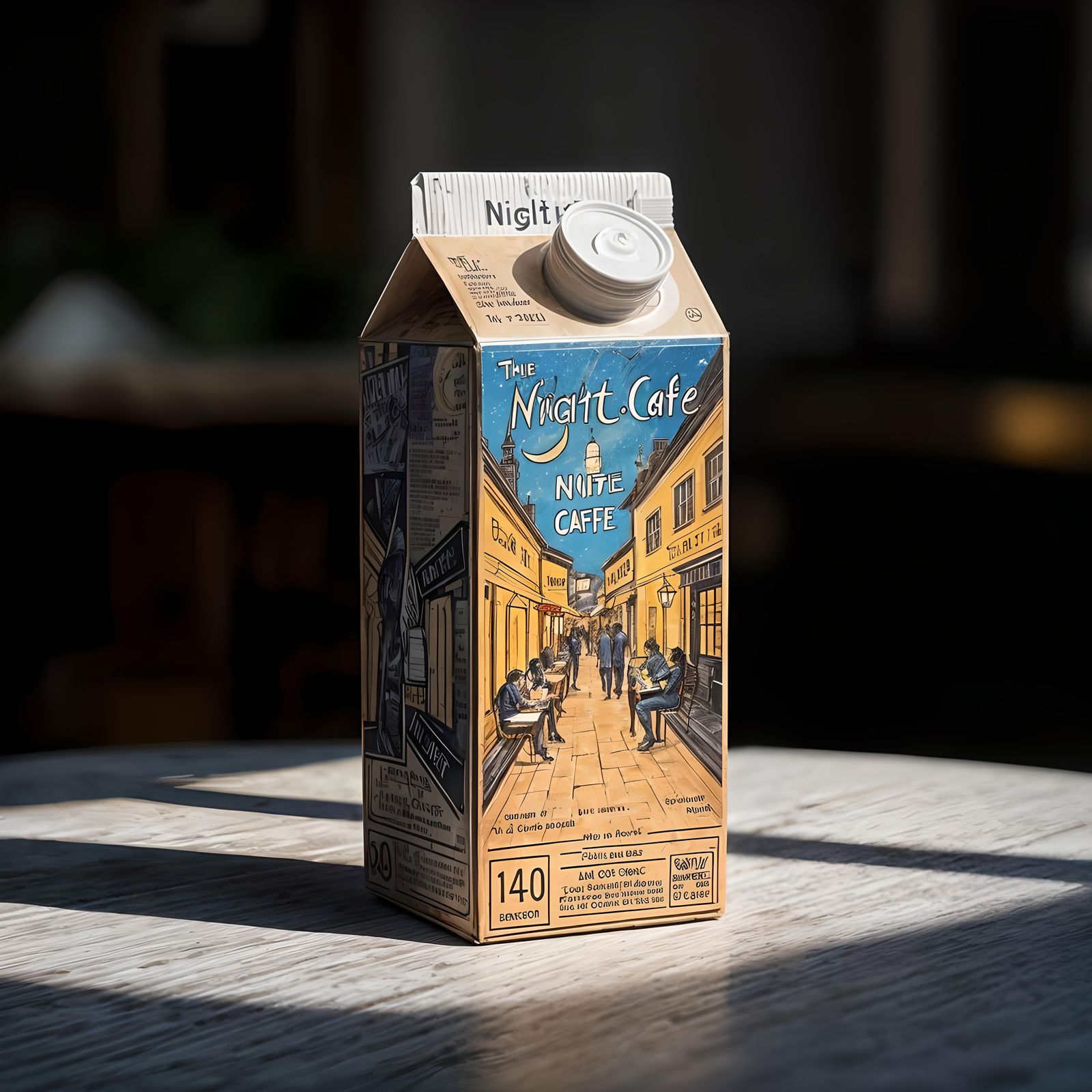 Milk Carton Painted as Van Gogh's Night Cafe
