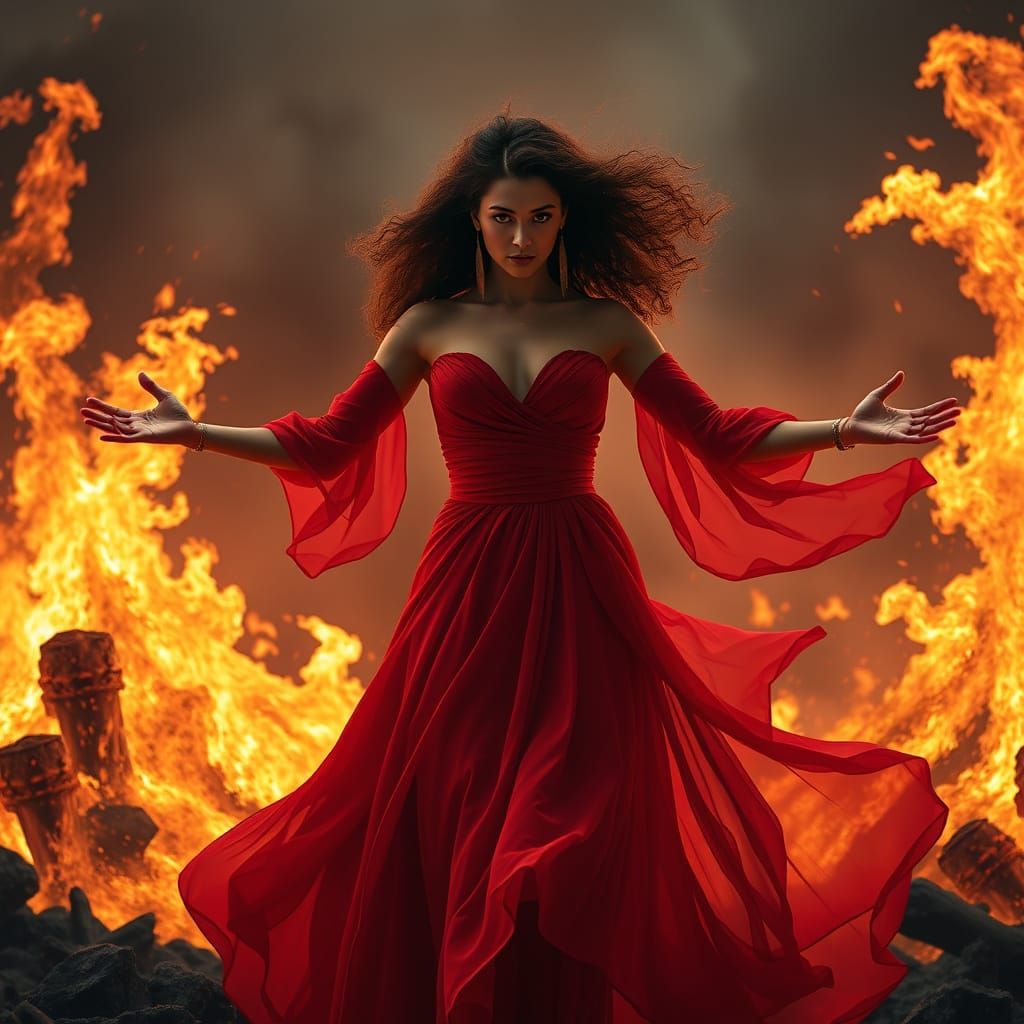 Woman Masterfully Controls Blazing Inferno in a Cinematic Di...