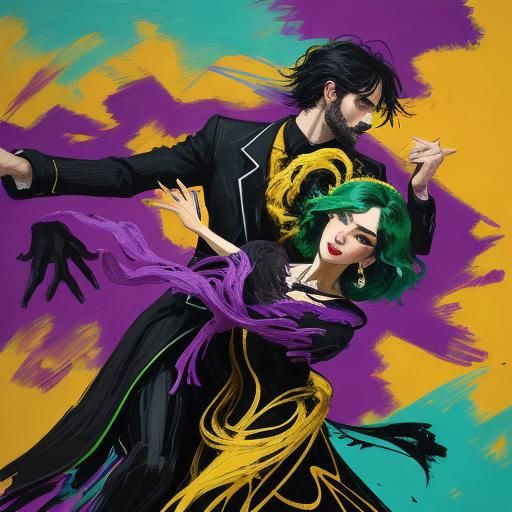Expressionist Waltz: Vibrant Abstract Dance Scene