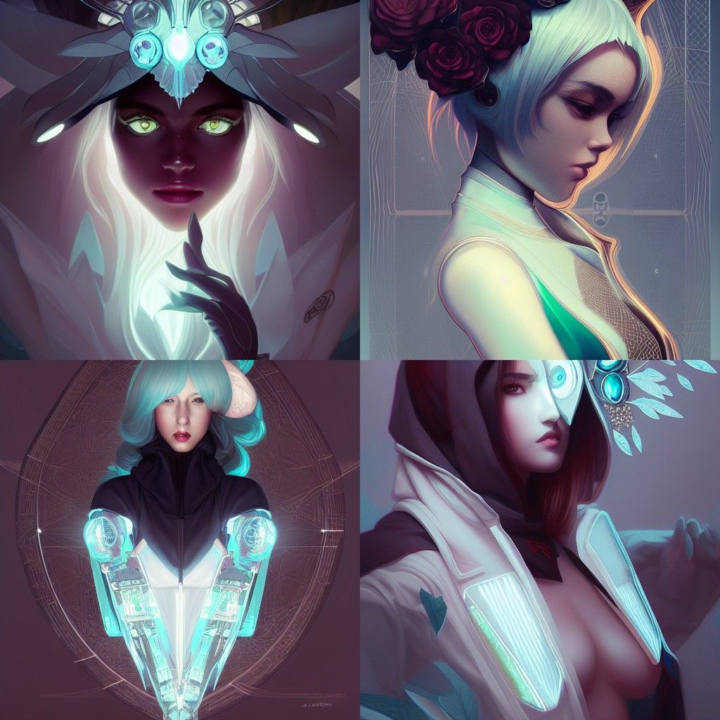 Robotic Fox Girl Portrait with Intricate Design