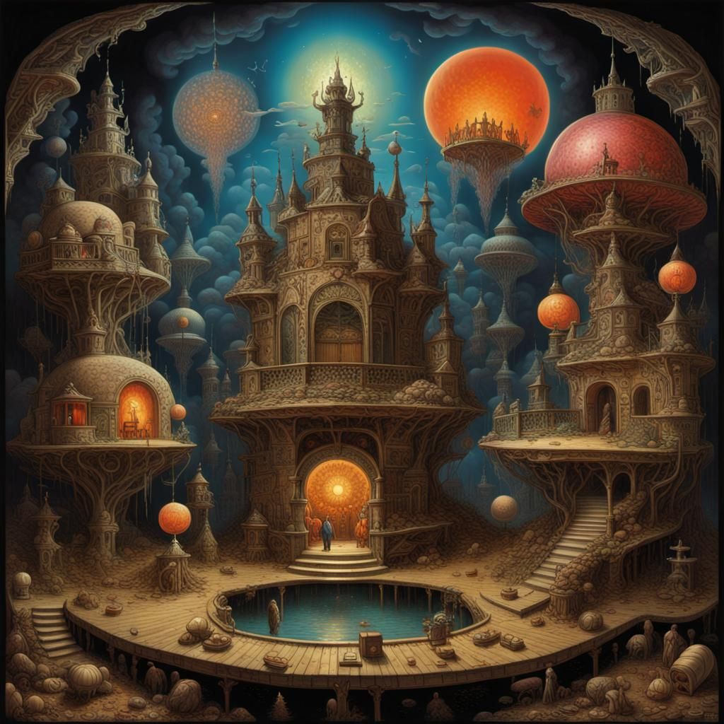 Surreal Nightmare Dreamscape in Mixed Artistic Styles