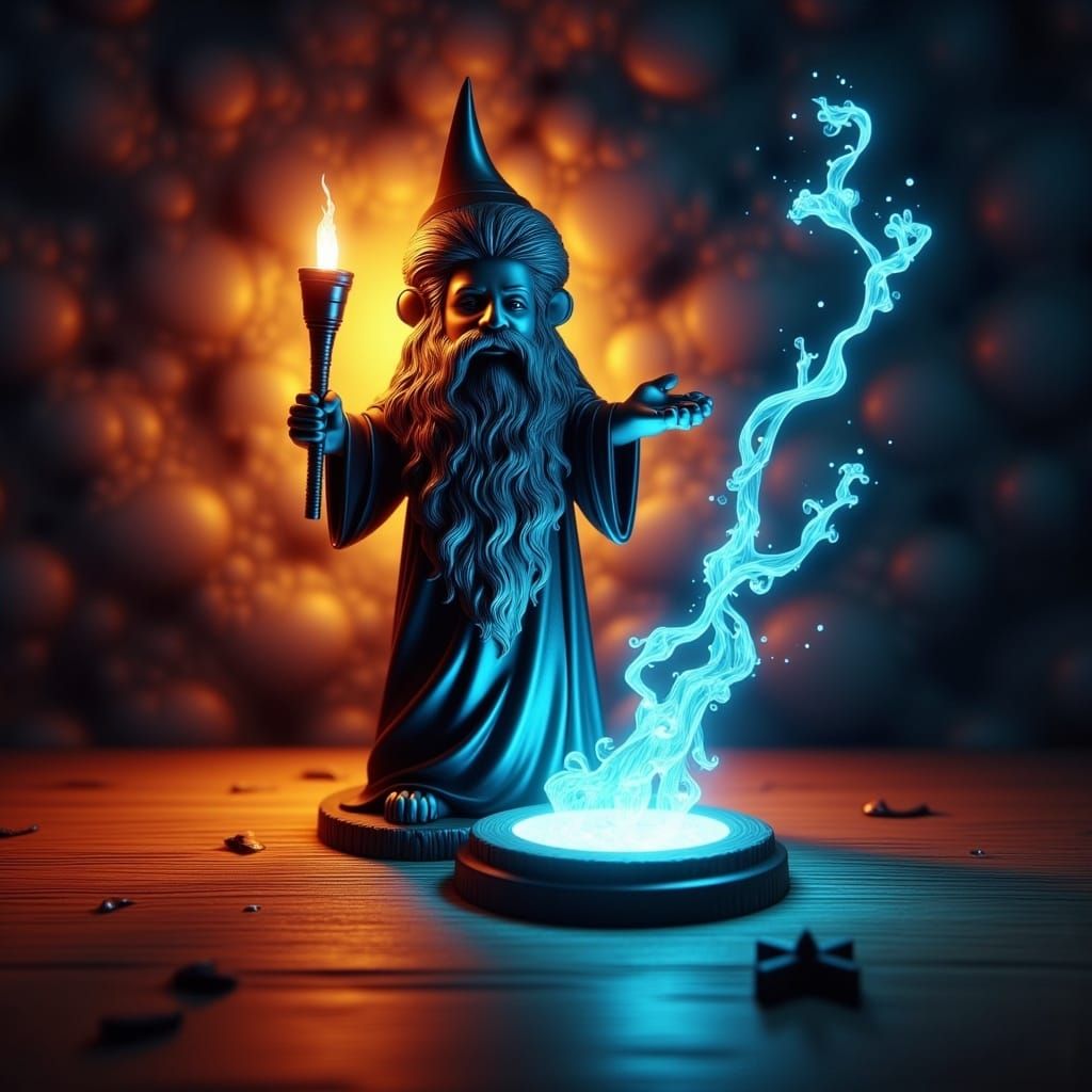 Fantasy Sorcerer Table Lamp with Electric Arc