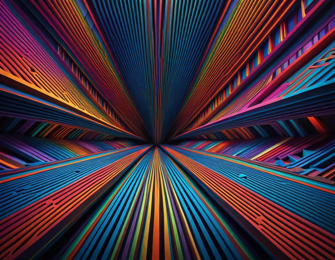 Abstract Lines Drawing in Cubist Art Deco Style