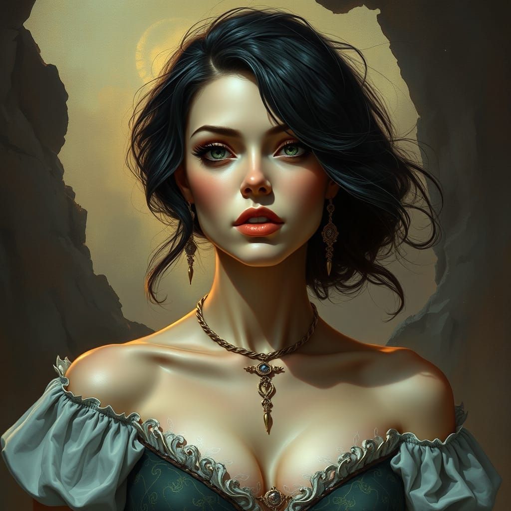 Ethereal Woman in Dark Fantasy Aesthetic