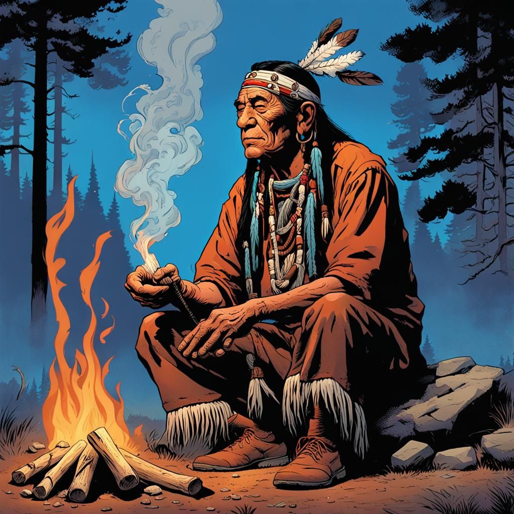 Native American Shaman and Sacred Tobacco