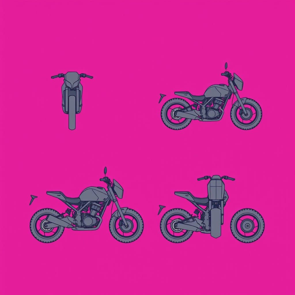 Universal Standard Motorcycle Blueprint in CAD Style