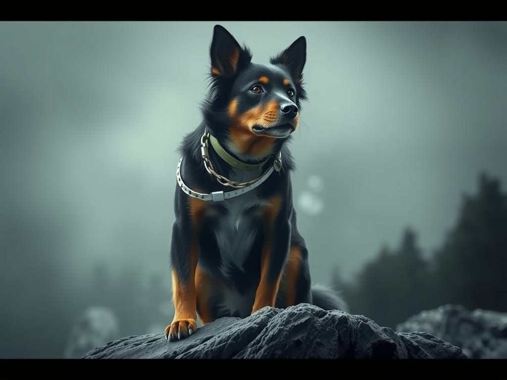 Hyperrealistic Dog Portrait in Atmospheric Lighting