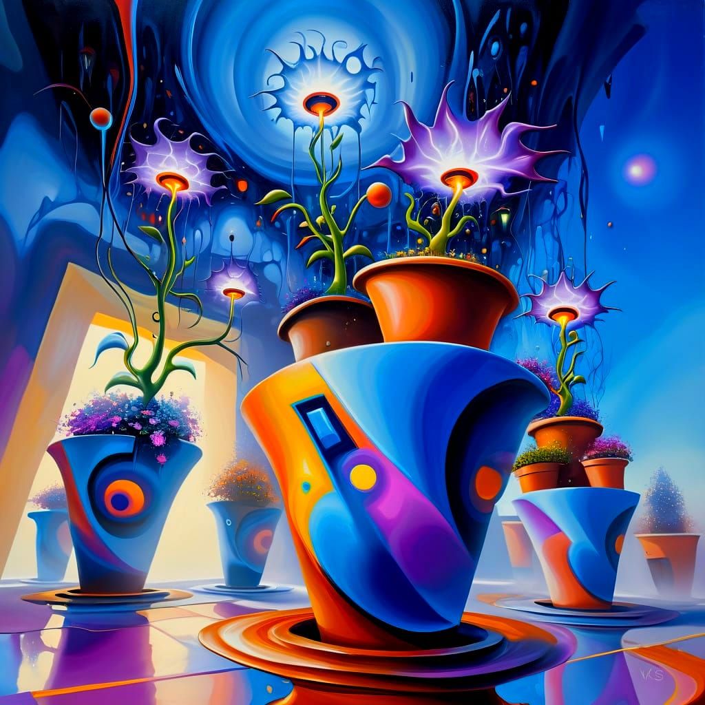 Quantum Flower Sculptures Inspired by Action Painting