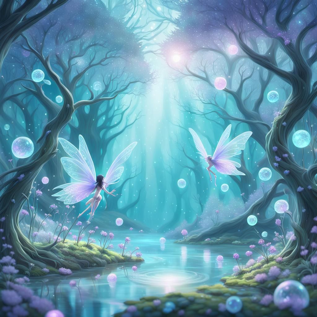 Fairies Gather in Mystical Forest: 3D Anime Art