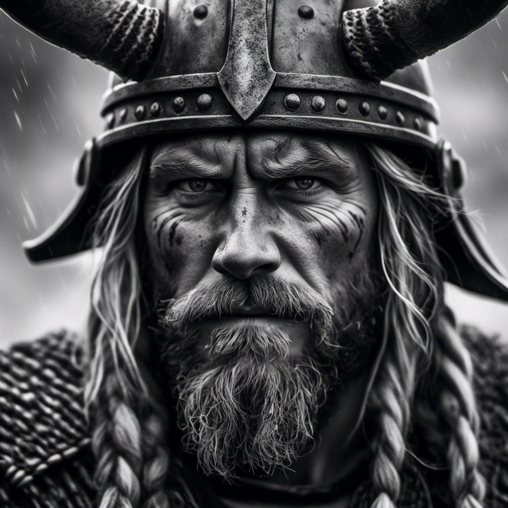 Viking Warrior Portrait in Nordic Noir Style