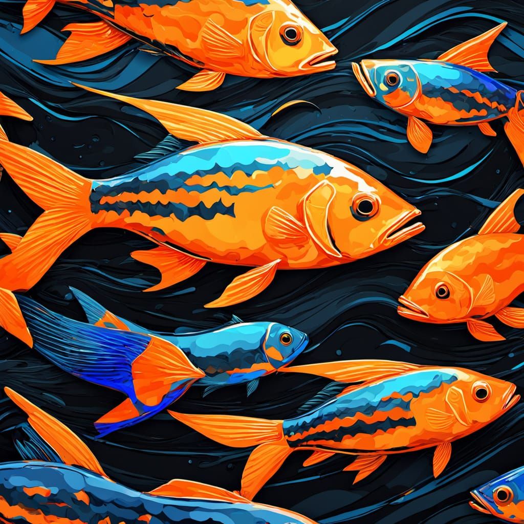 Vibrant Fish on Tropical Beach in Digital Art