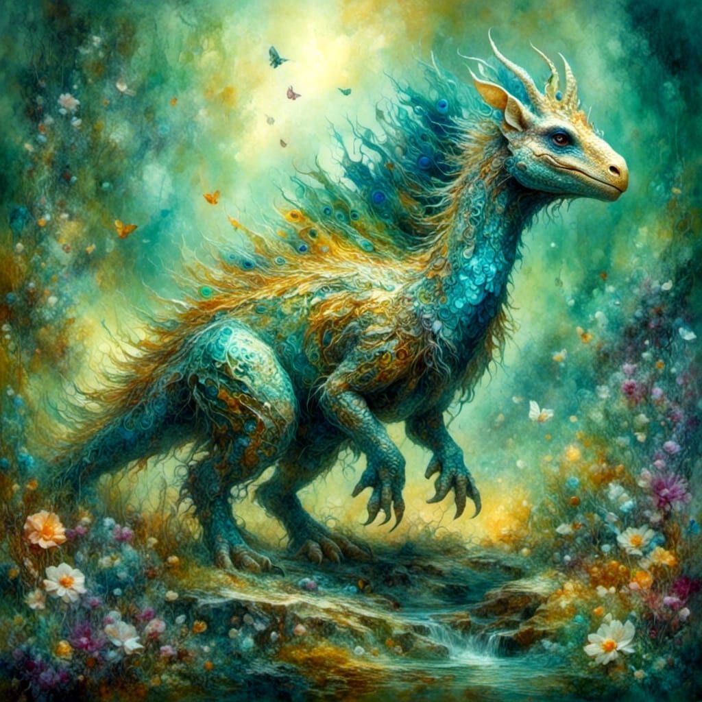 Futuristic Hybrid Animal in Fantasy Savannah Scene