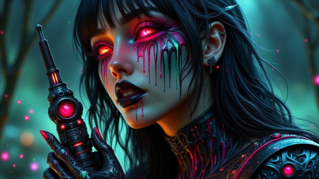 Gothic Lady Portrait with Melting Colors Effect