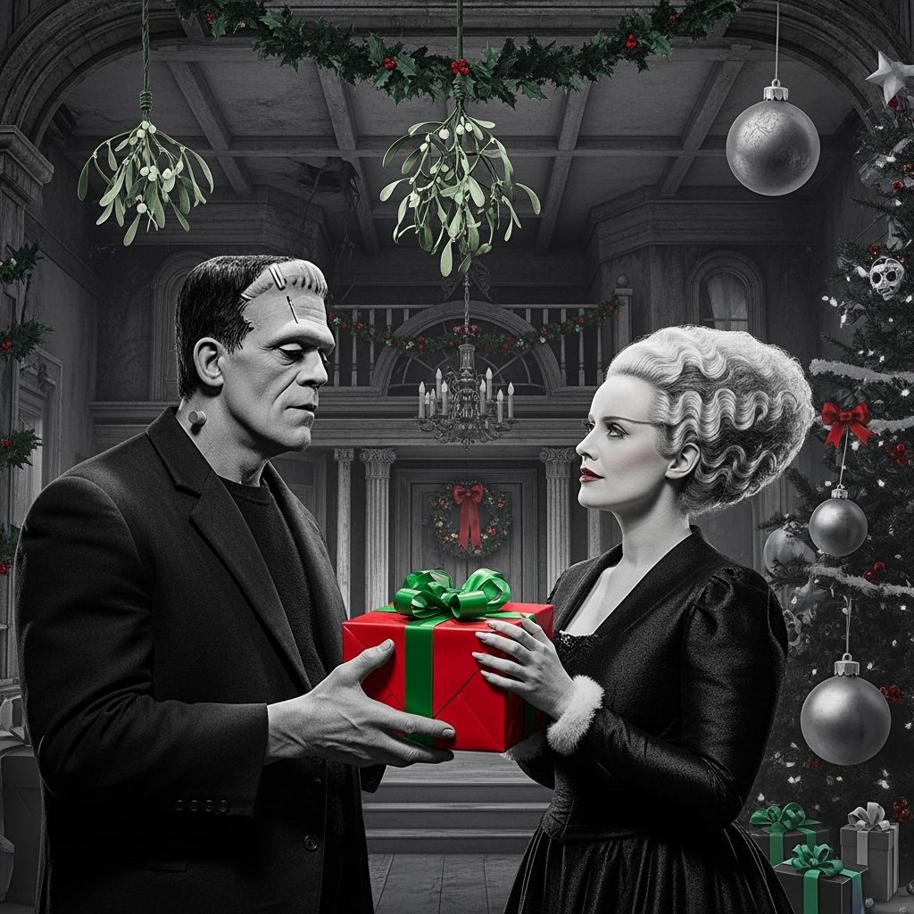 Frankenstein's Monster Gives Gift to Bride in Haunted Christ...