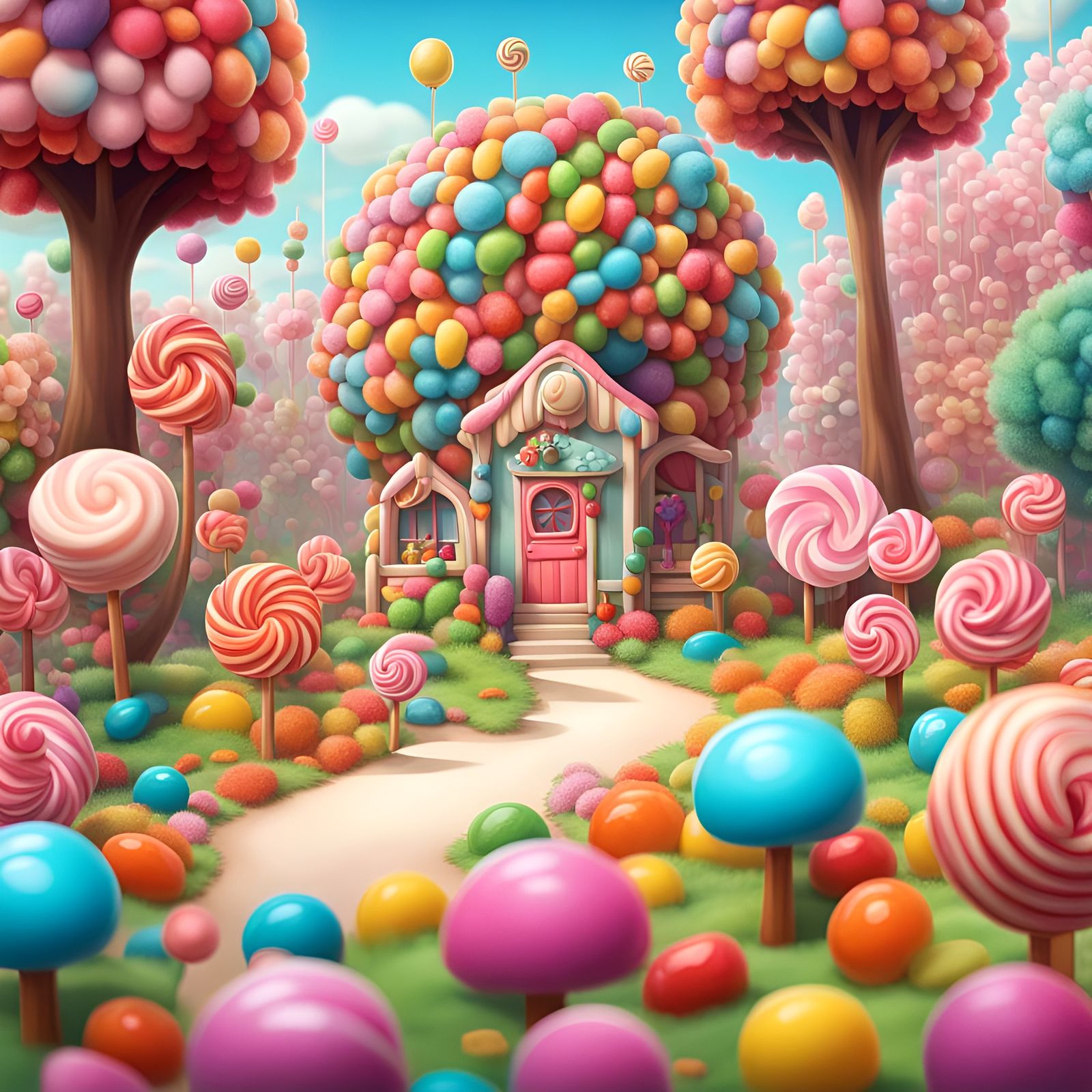 Hyperdetailed Candy World Storybook Illustration