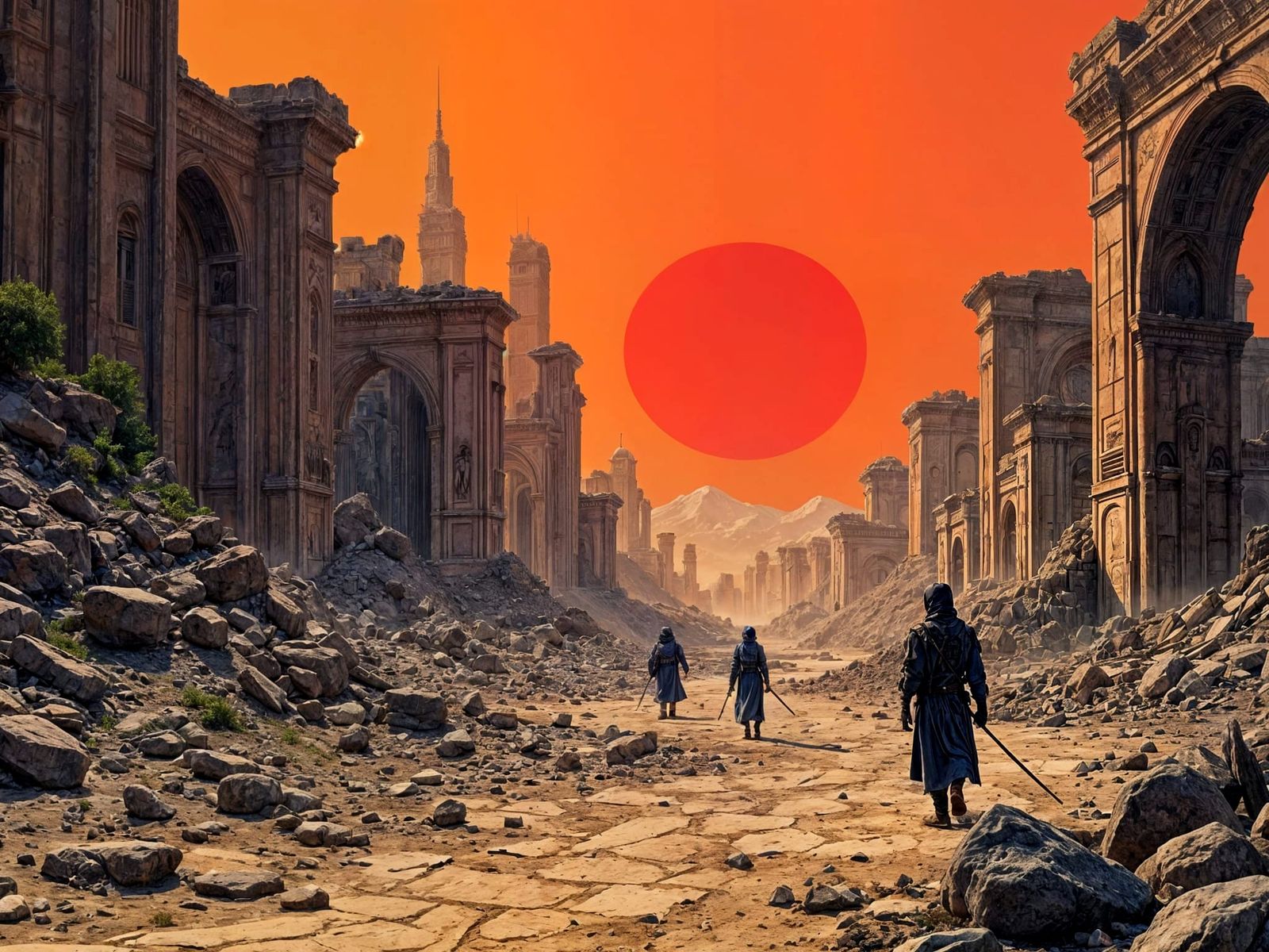 The Ruins of a once great city on an planet where people are...