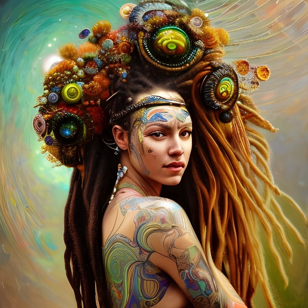 Bohemian Warrior: A Surreal and Colorful Portrait