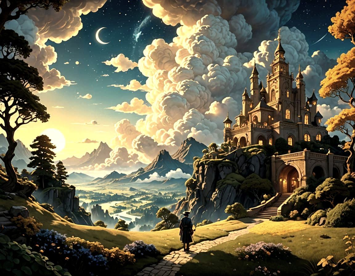 Cloud Sculptor and Moonlight Gardener Digital Art