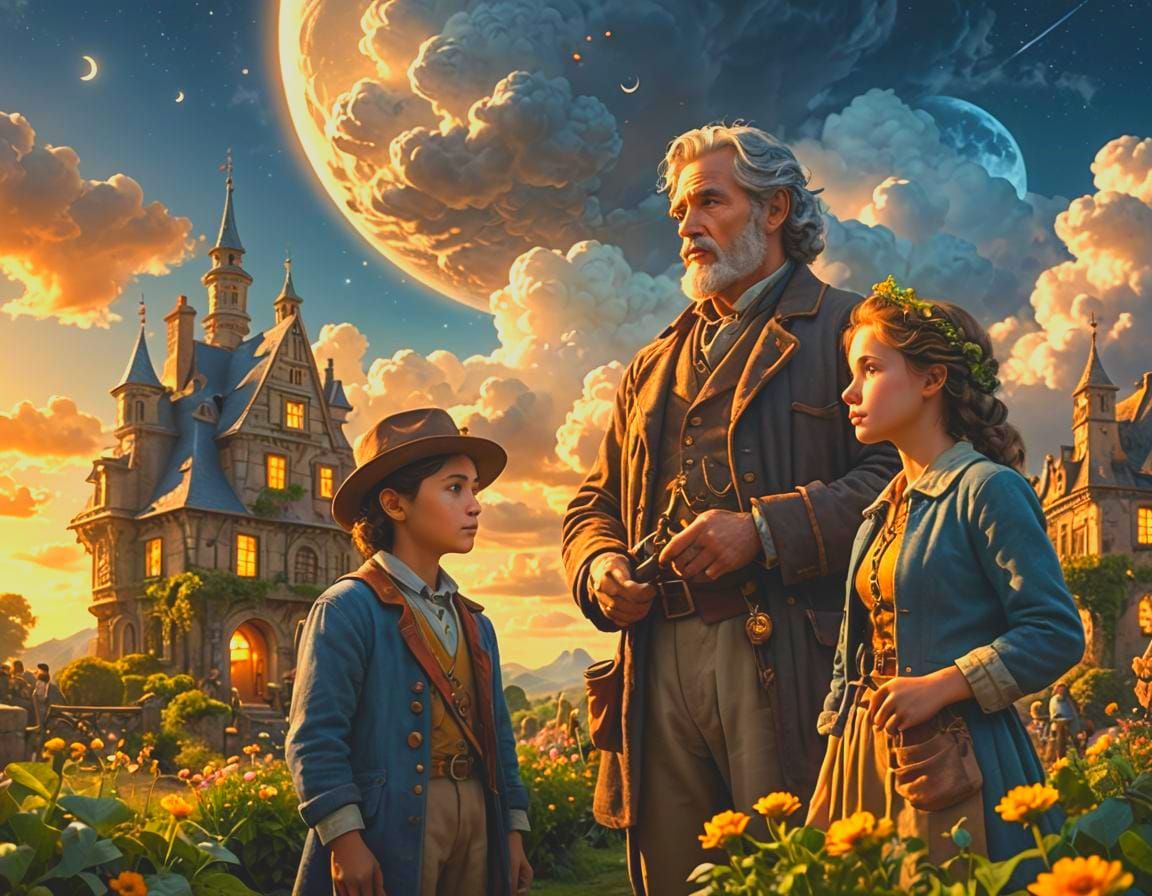 Cloud Sculptor, Moonlight Gardener, Time Traveler Artwork