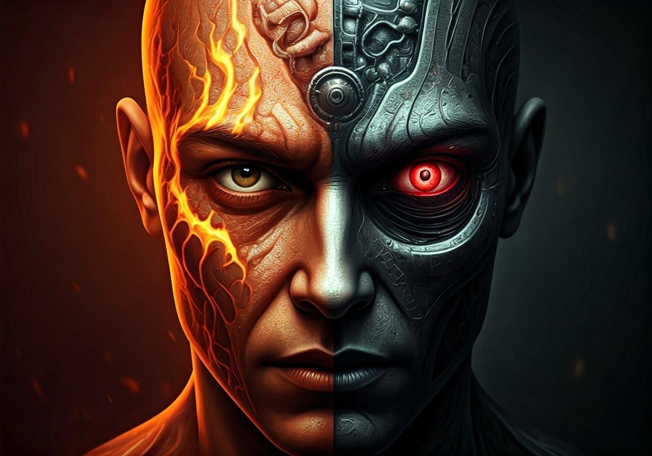 Duality of Life: A Portrait in Dark Surrealism