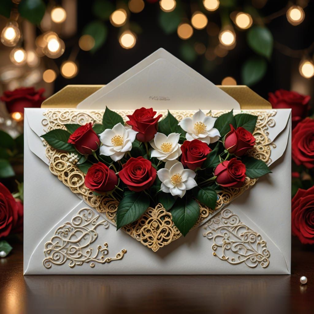 Romantic Valentine's Day Envelope in Hyperrealistic Style