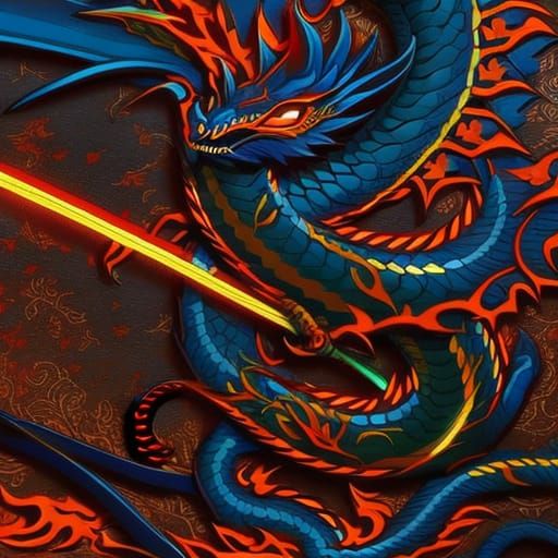 Dragon Samurai Hybrid in Anime Comic Art Style