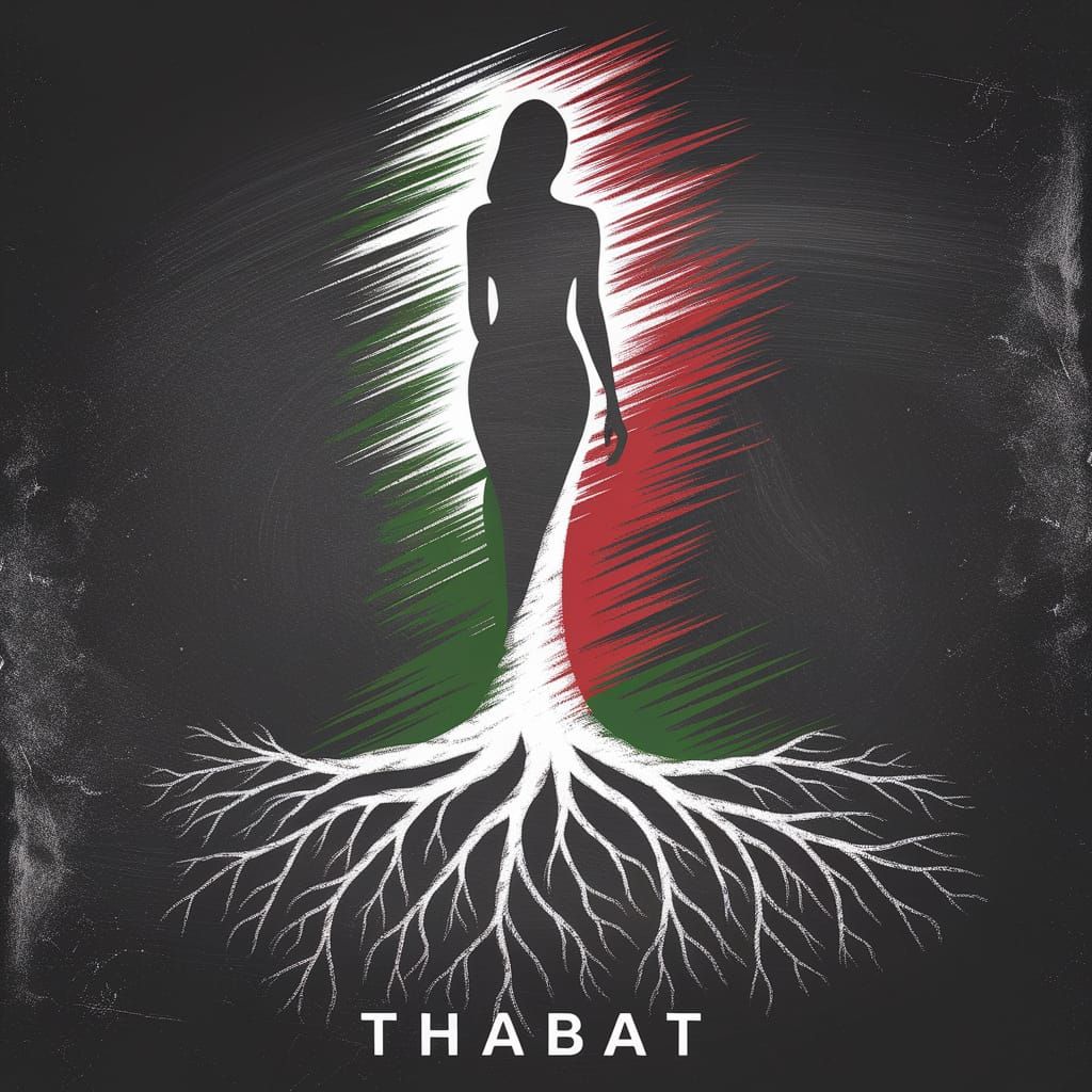 Palestinian Woman Silhouette Merging with Olive Tree Roots