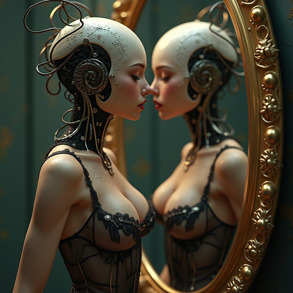 Cyberpunk Goddess Lost in Adoration