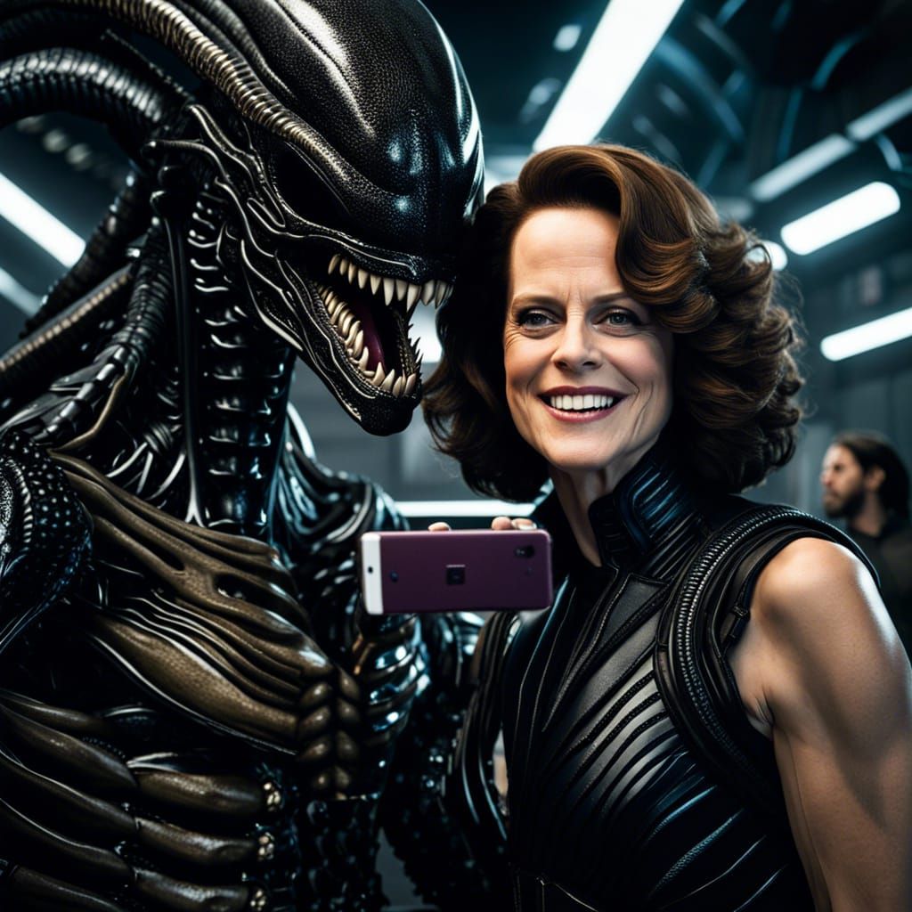 Sigourney Weaver Selfie with Xenomorph in HDR
