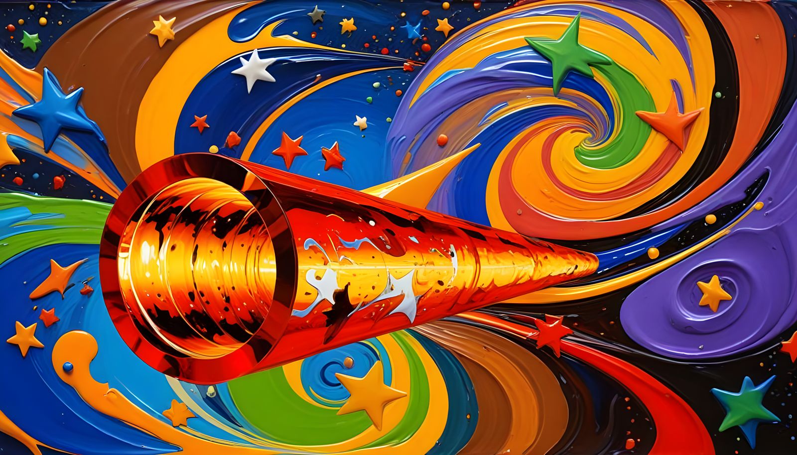 Cosmic Vortex in Vibrant Impasto Oil