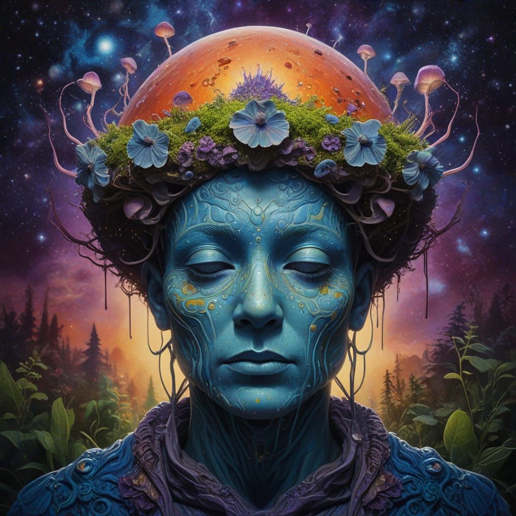 Surrealistic Portrait in Cosmic Oil Painting Style