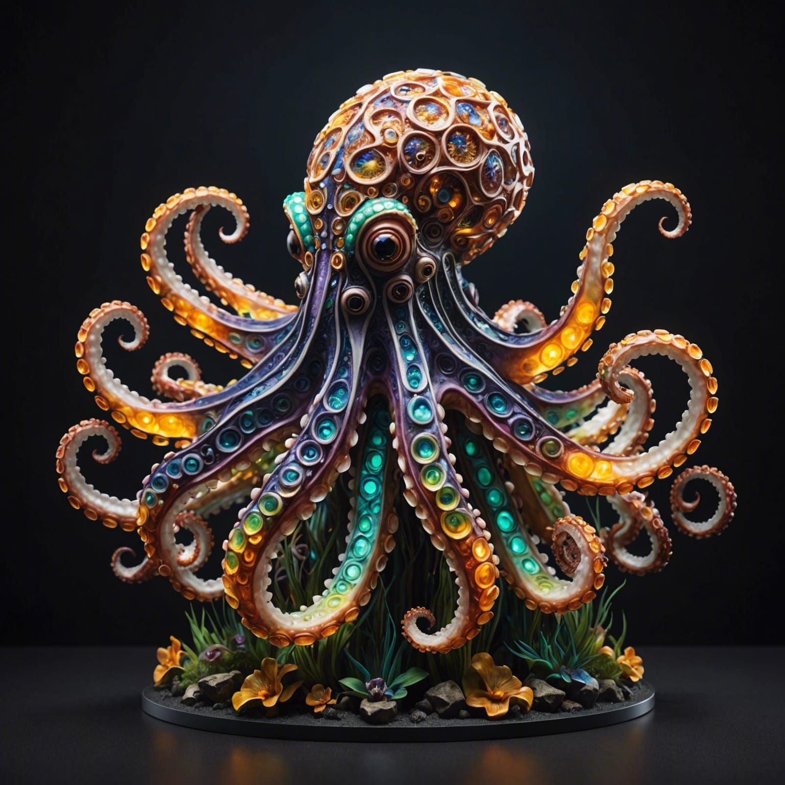 Ornate Octopus in Dynamic 3D Style