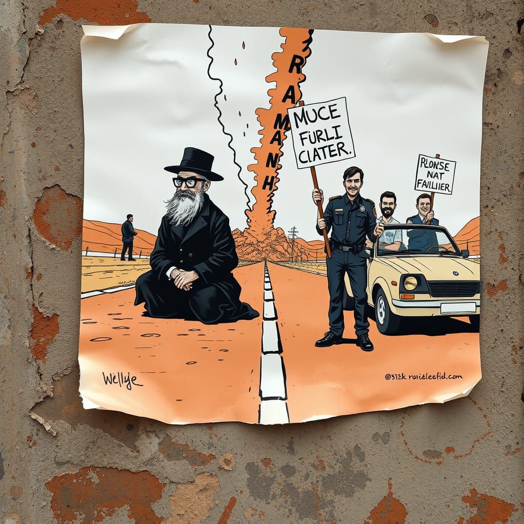 Urban Flyer in the Style of Satirical Cartoonists