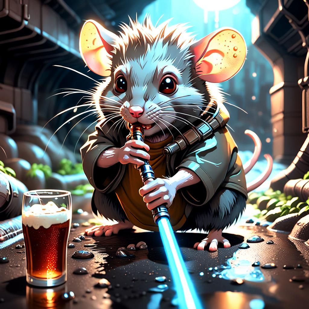 Sewer Rat with Lightsaber in Cinematic 3D