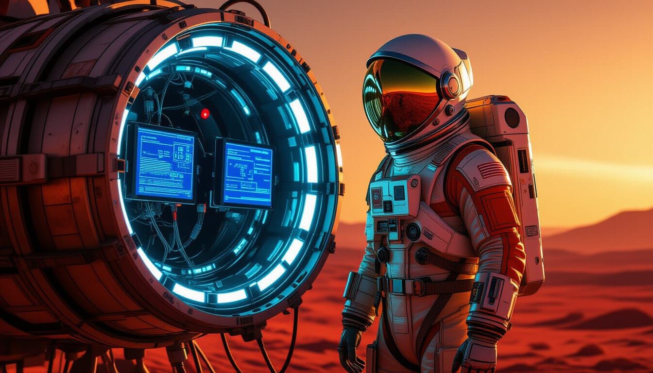 Astronaut on Alien Planet in Futuristic Style