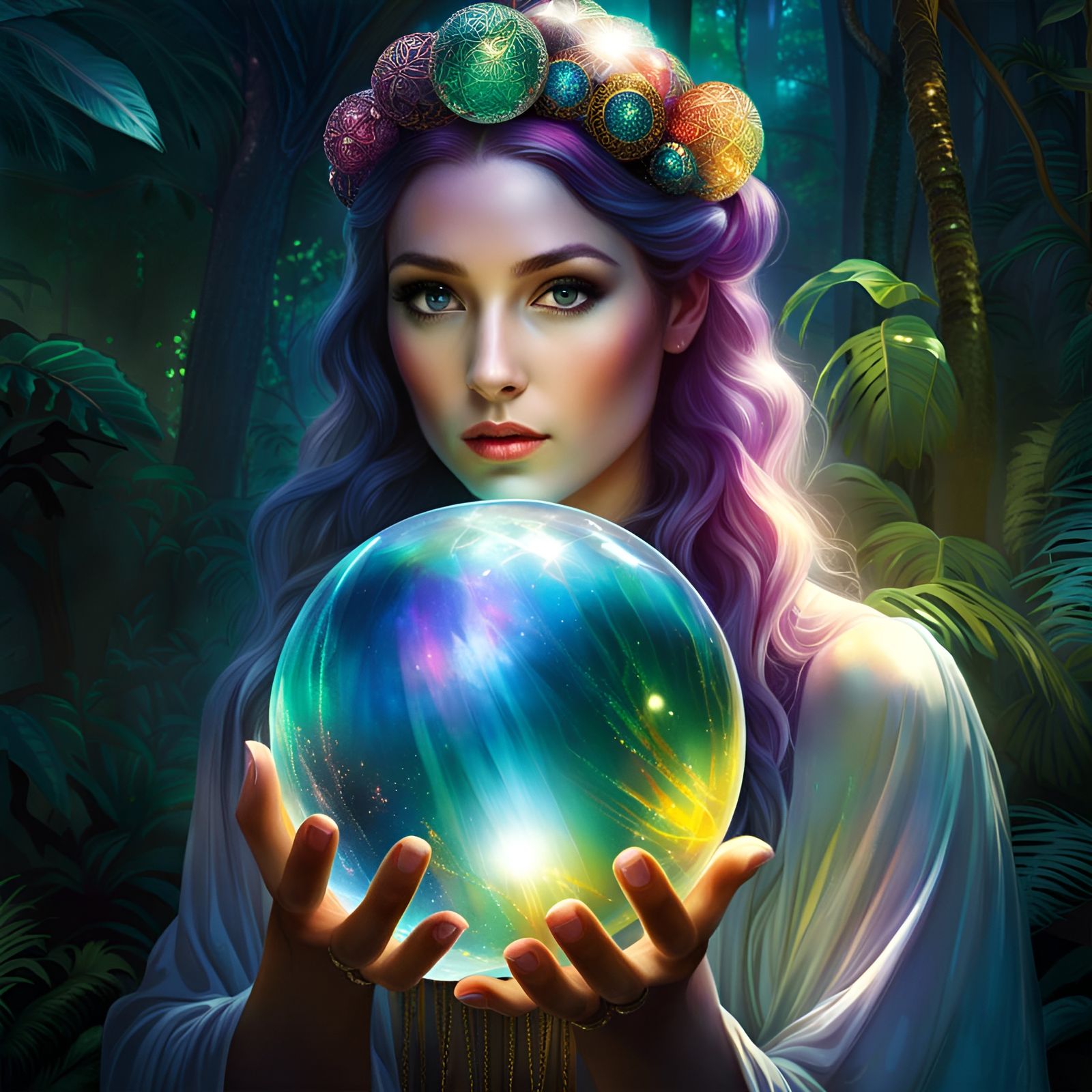 Opalescent Crystal Ball in Jungle, National Geographic Photo