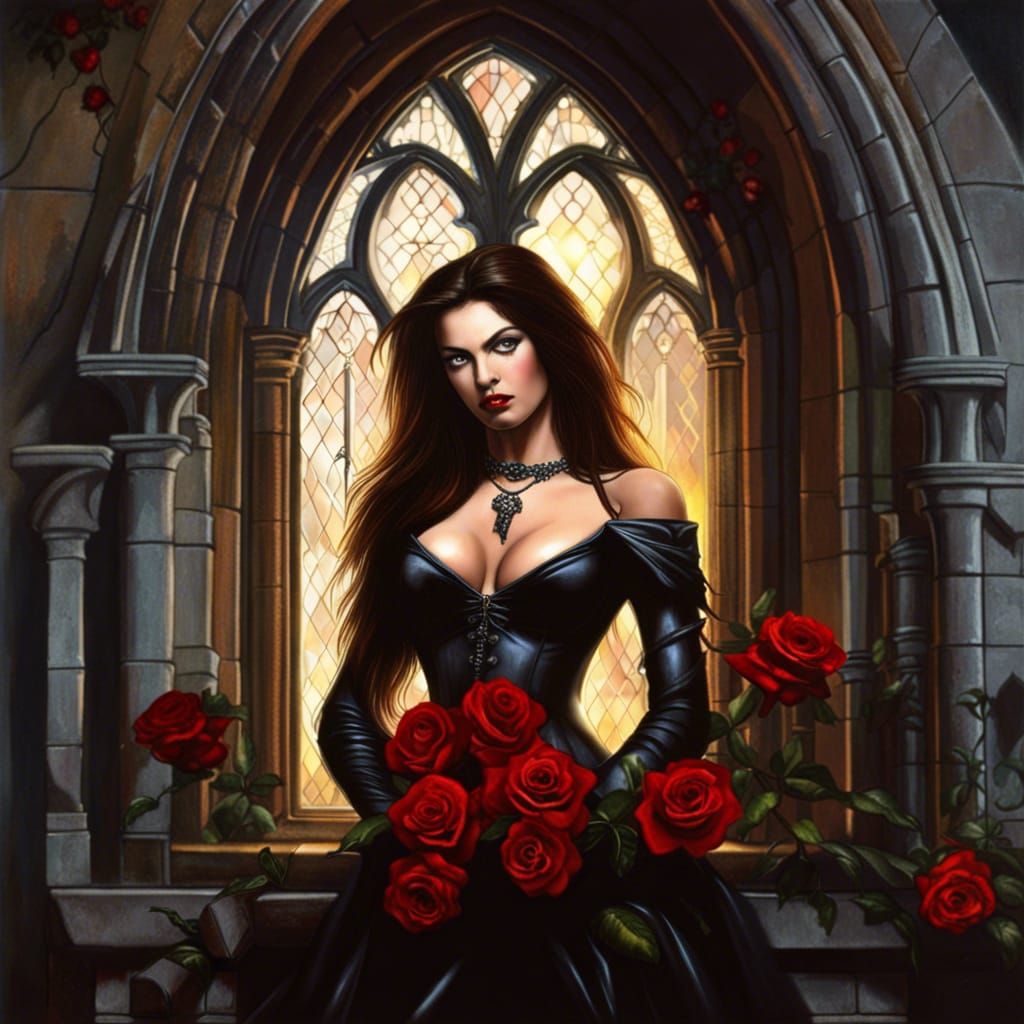Vampire Mistress Beauty in Gothic Setting