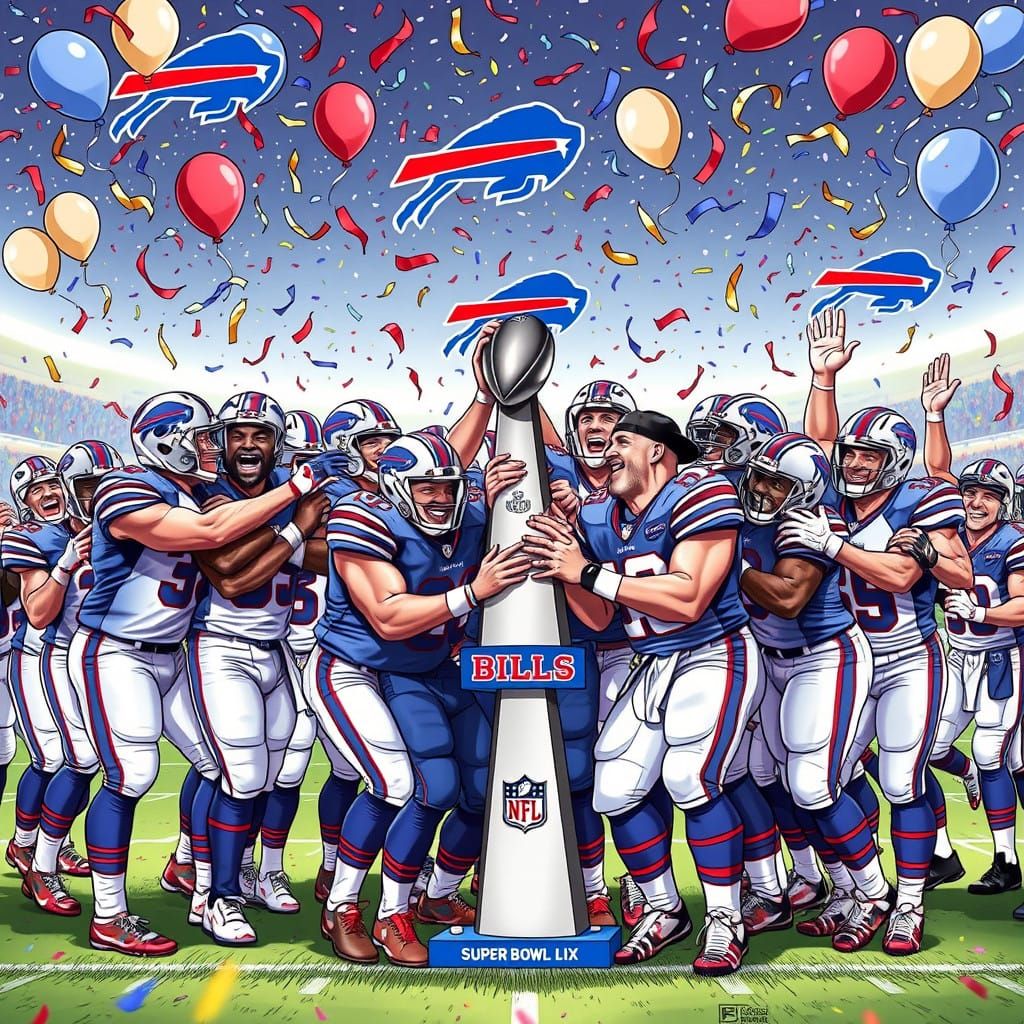 Buffalo Bills Victory in Dynamic Comic Book Style