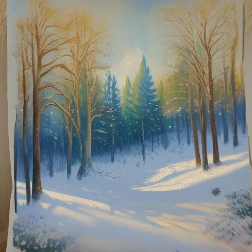 Vibrant Winter Wonderland in Impressionist Style