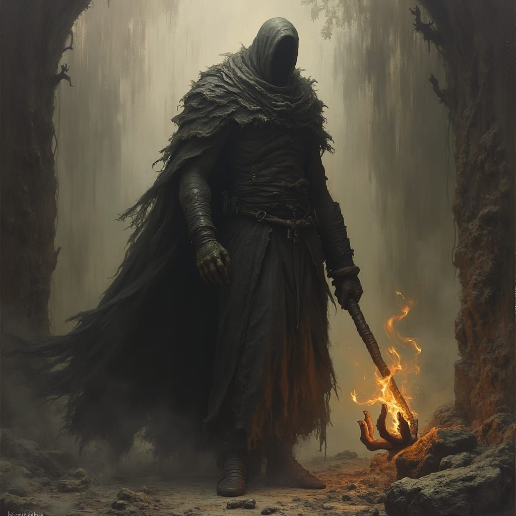 Dark Fantasy Landscape in Cyberpunk Style