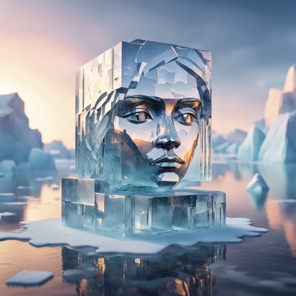 Cubist Ice Goddess in Pastel Hues