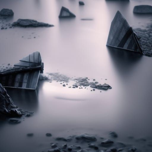 Yin and Yang Symbol on Dark Blue Sea