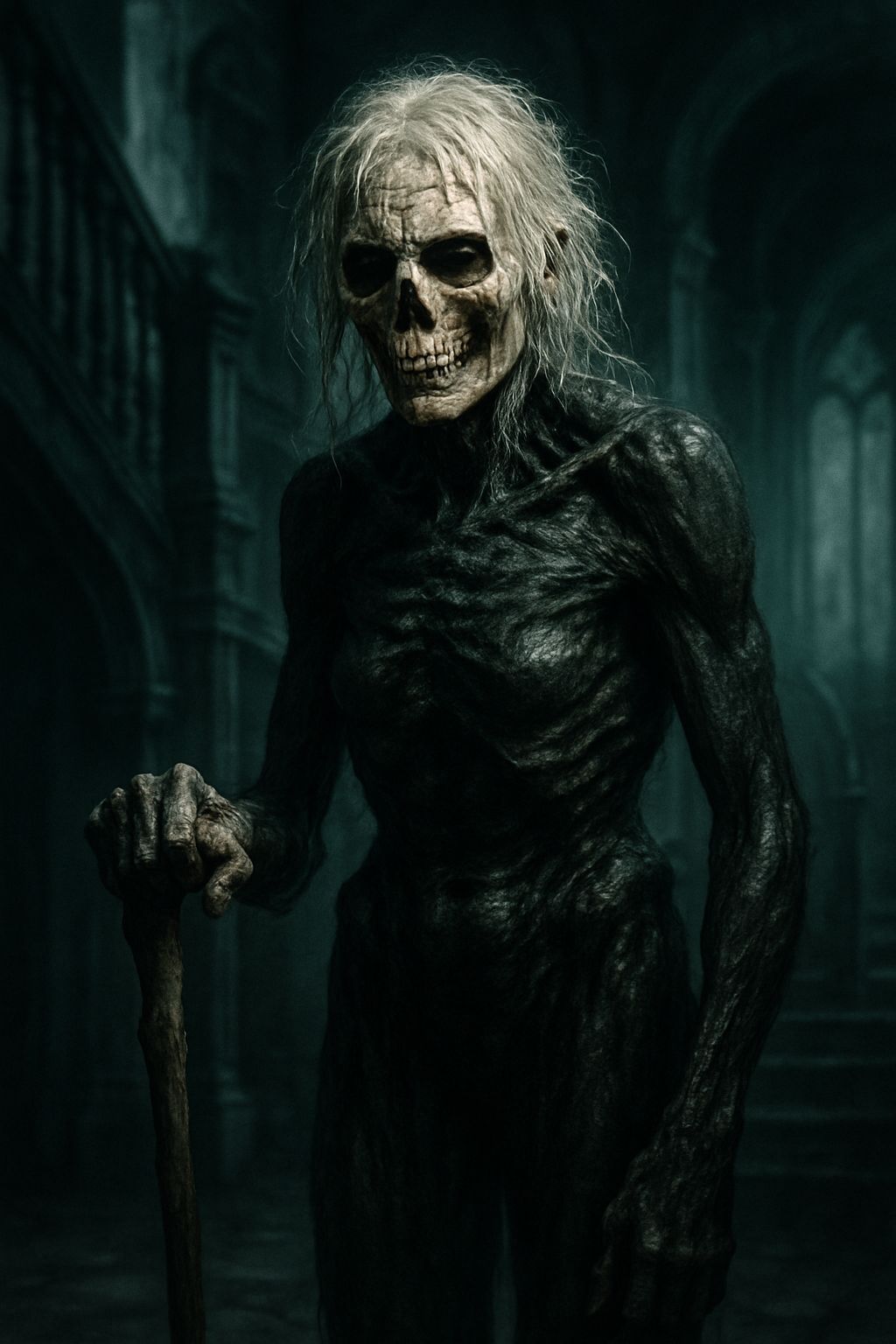 Hyperrealistic Portrait of a Skeletal Monster Granny