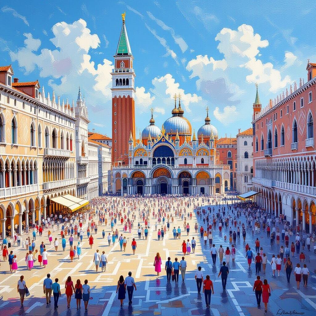 Venice St Mark's Square Renaissance Oil Painting