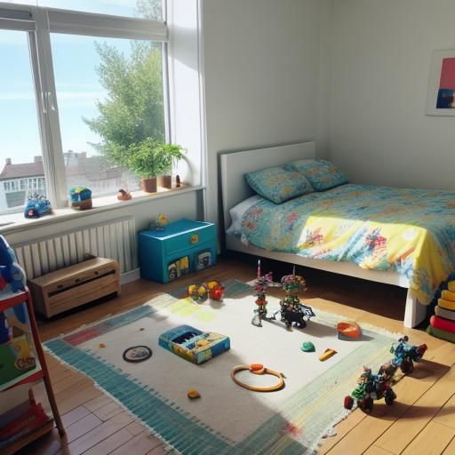 Sunny Day in a Child's Bedroom with Toys