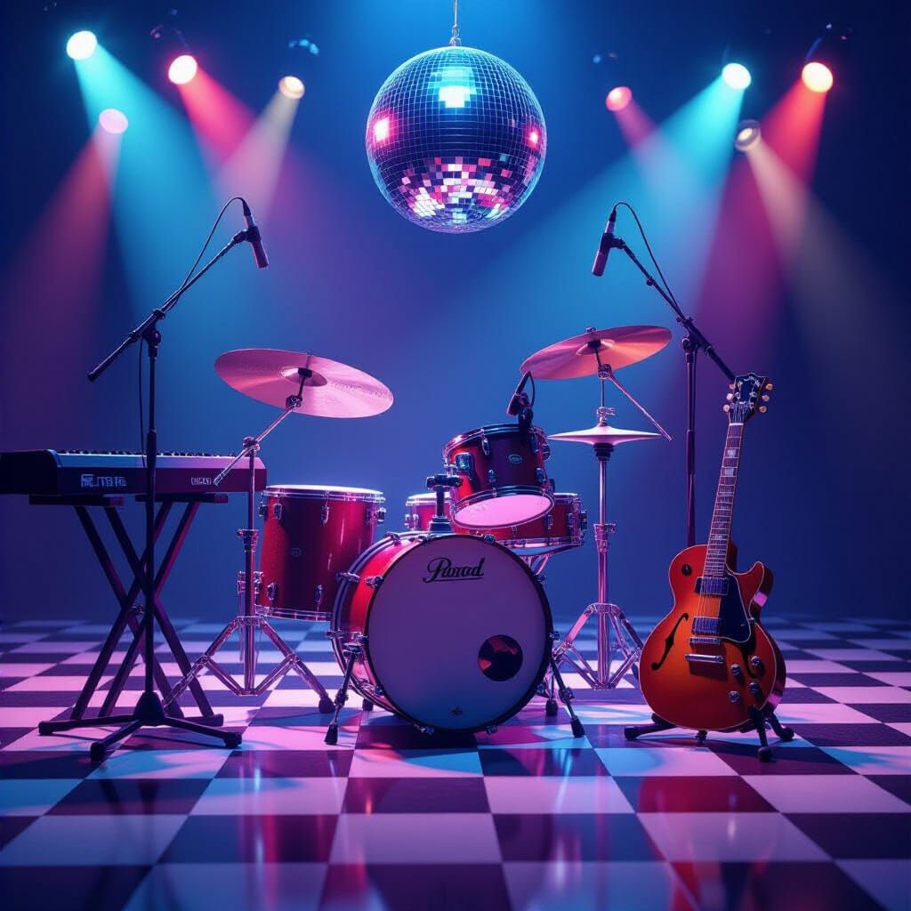 Musical Instruments on Disco Floor, Esao Andrews Style