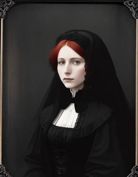 Victorian Woman in Mourning Veil: Antique Photo Style