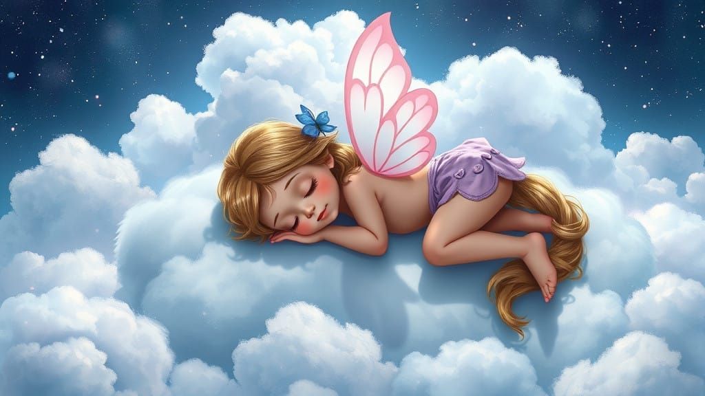 Dreamy Fairy Slumber in Anime Art Style