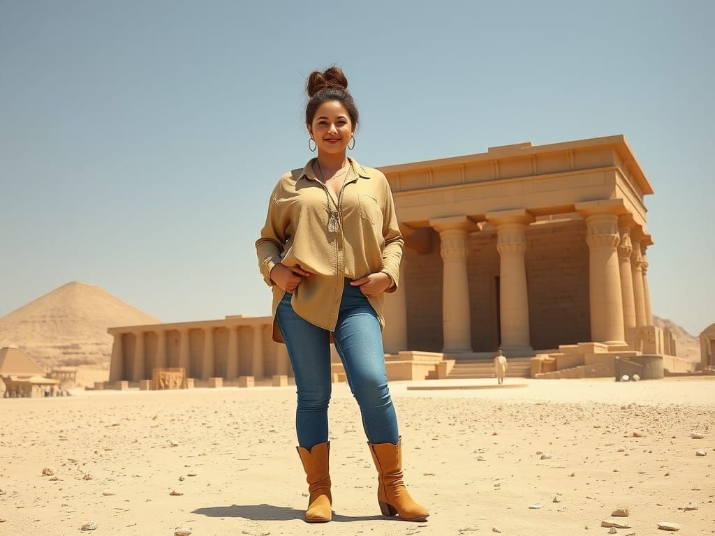 Woman in Pharaoh Temple Portrait